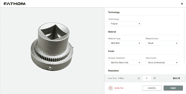 fathom product photo - polyjet