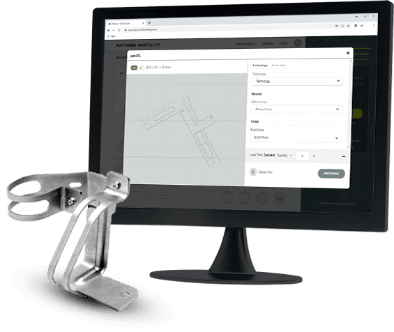 Sheet metal prototyping part with the design in SmartQuote