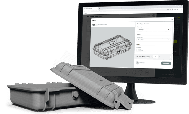 SLS 3D printed part with design in SmartQuote